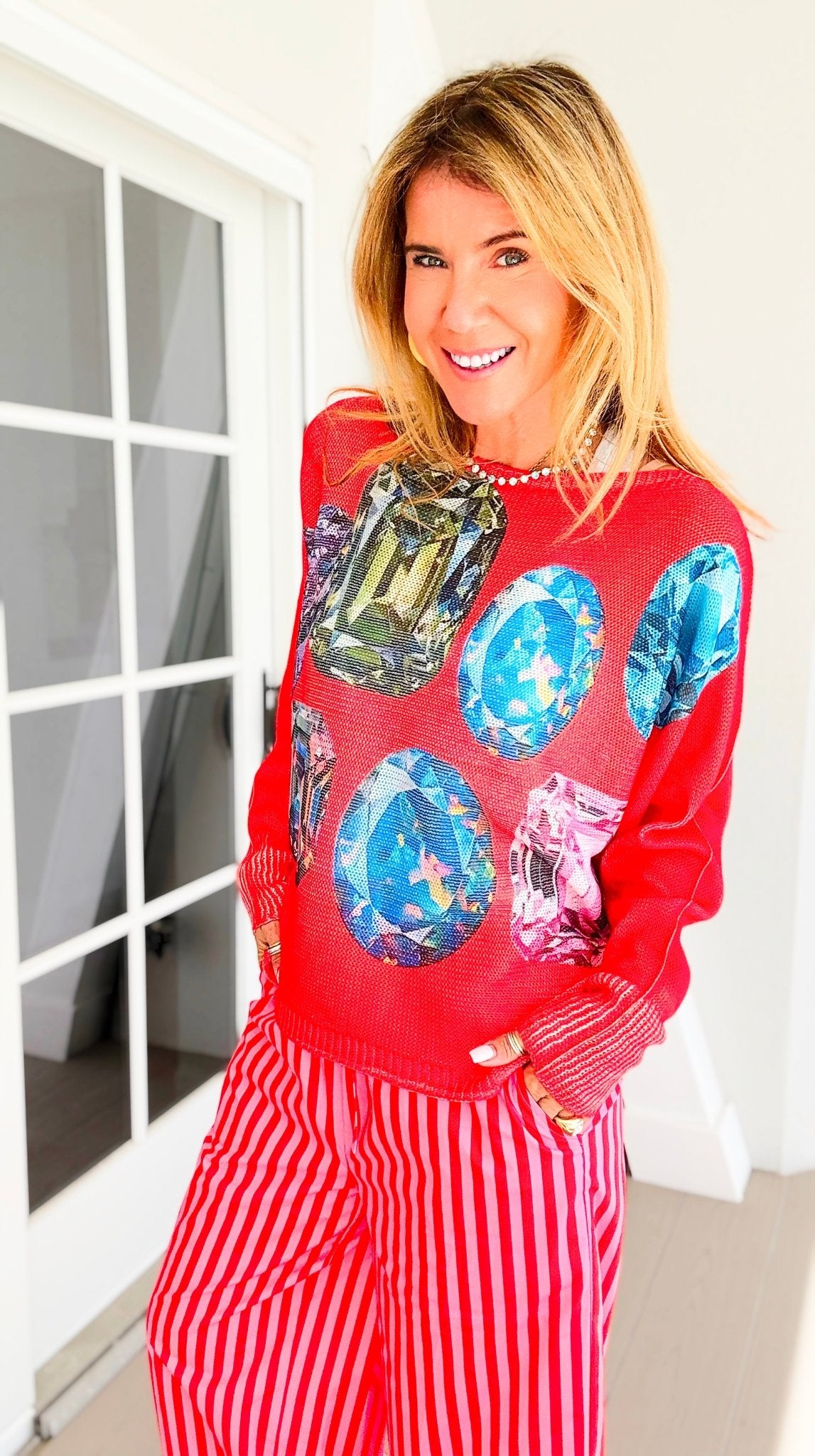 Be Jeweled St Tropez Italian Knit Sweater