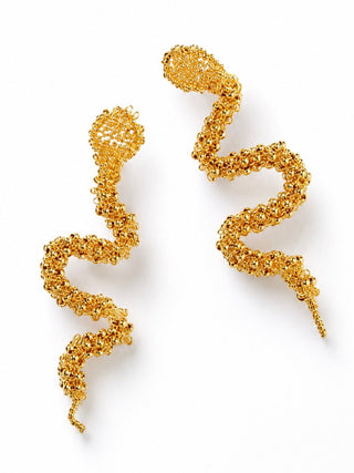 Beaded Gold Snake Large Earring
