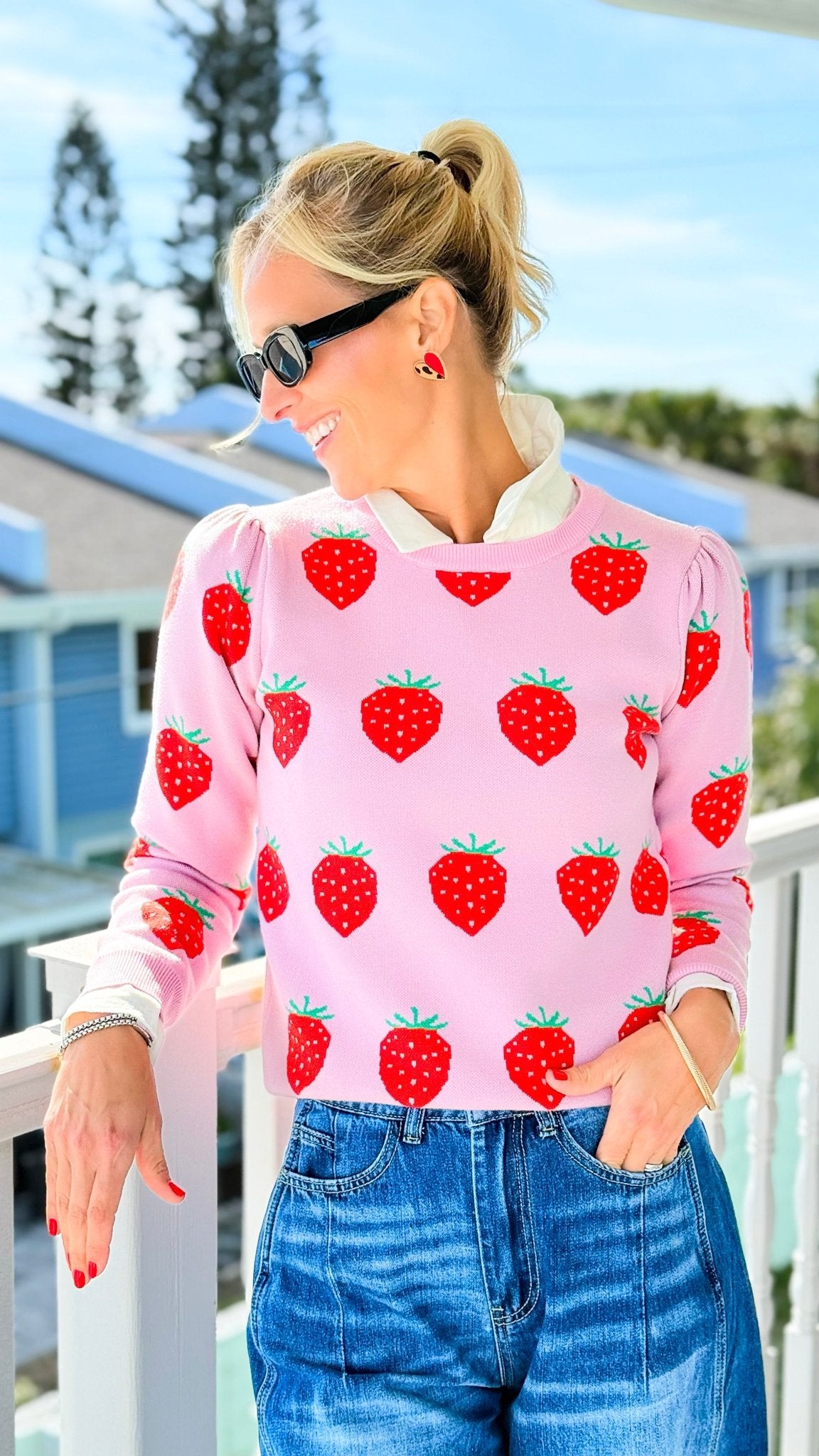 Berry Daydream Knit Sweater-140 Sweaters-LovLov-Coastal Bloom Boutique, find the trendiest versions of the popular styles and looks Located in Indialantic, FL