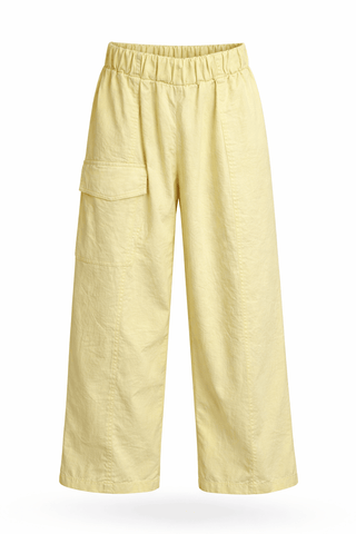 Big Pocket Spezia Barrel Italian Cotton Pants- Butter Yellow