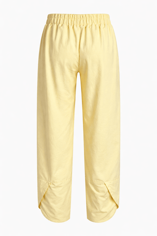 Big Pocket Spezia Barrel Italian Cotton Pants- Butter Yellow