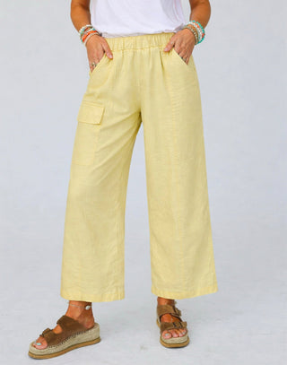 Big Pocket Spezia Barrel Italian Cotton Pants- Butter Yellow