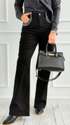 Black Bedazzled Denim Pants-100 Pants-SASU UNICORN-Coastal Bloom Boutique, find the trendiest versions of the popular styles and looks Located in Indialantic, FL