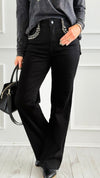 Black Bedazzled Denim Pants-100 Pants-SASU UNICORN-Coastal Bloom Boutique, find the trendiest versions of the popular styles and looks Located in Indialantic, FL