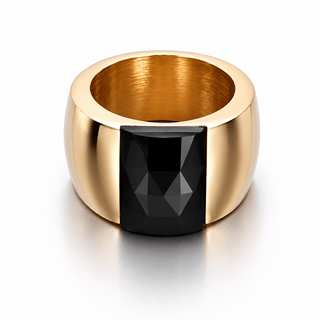 Black Faceted Band Ring
