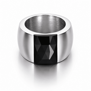 Black Faceted Band Ring