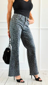 Black Leopard Wide Leg Denim Pants-100 Pants-SASU UNICORN-Coastal Bloom Boutique, find the trendiest versions of the popular styles and looks Located in Indialantic, FL