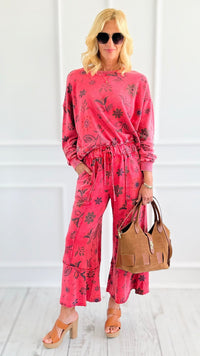 Bloom Away Relaxed Pants - Boho Red-170 Bottoms-EASEL-Coastal Bloom Boutique, find the trendiest versions of the popular styles and looks Located in Indialantic, FL