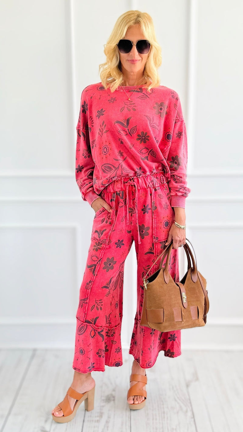 Bloom Away Relaxed Pants - Boho Red-170 Bottoms-EASEL-Coastal Bloom Boutique, find the trendiest versions of the popular styles and looks Located in Indialantic, FL