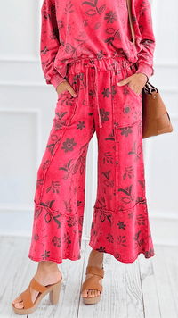 Bloom Away Relaxed Pants - Boho Red-170 Bottoms-EASEL-Coastal Bloom Boutique, find the trendiest versions of the popular styles and looks Located in Indialantic, FL