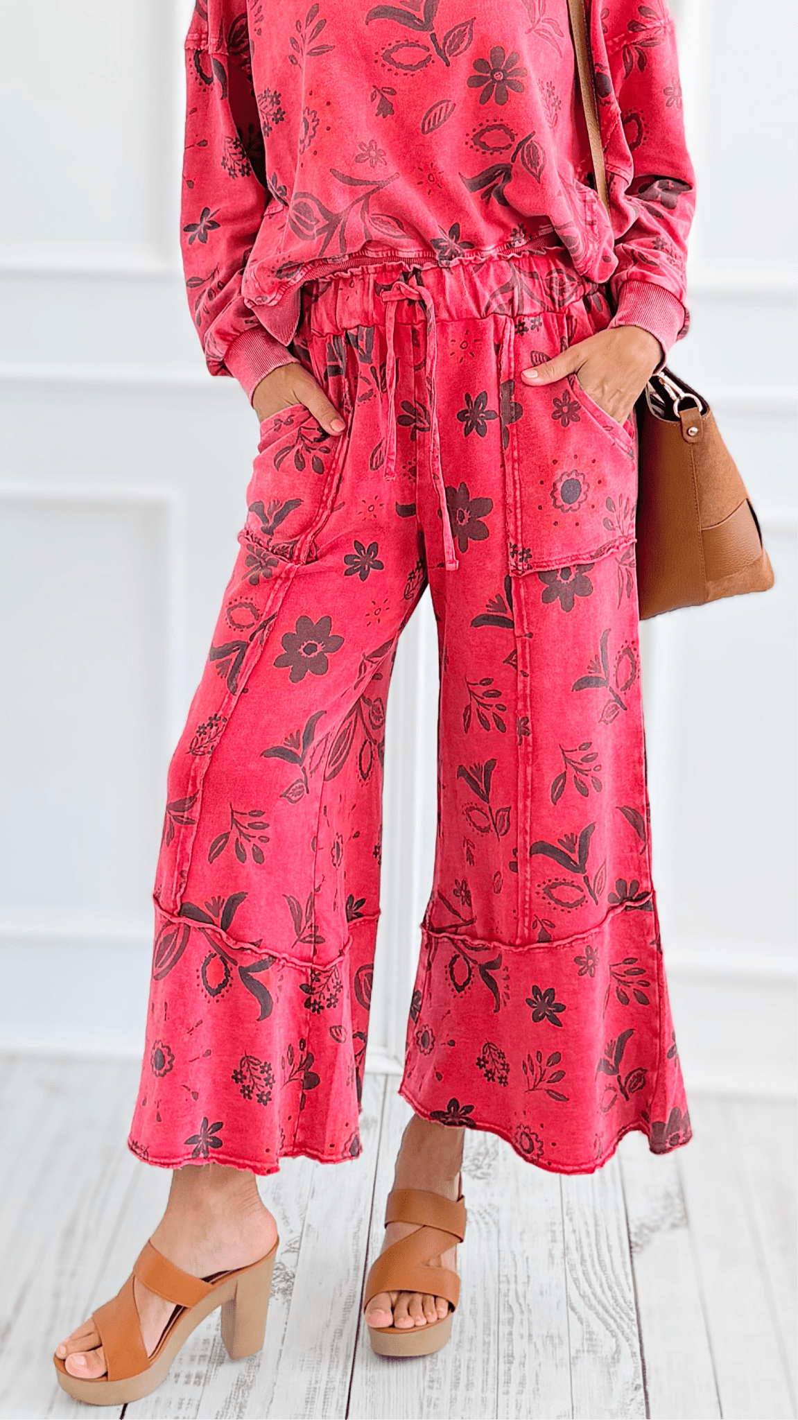 Bloom Away Relaxed Pants - Boho Red-170 Bottoms-EASEL-Coastal Bloom Boutique, find the trendiest versions of the popular styles and looks Located in Indialantic, FL
