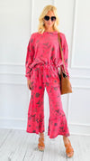 Bloom Away Relaxed Pants - Boho Red-170 Bottoms-EASEL-Coastal Bloom Boutique, find the trendiest versions of the popular styles and looks Located in Indialantic, FL