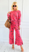 Bloom Away Relaxed Pants - Boho Red-170 Bottoms-EASEL-Coastal Bloom Boutique, find the trendiest versions of the popular styles and looks Located in Indialantic, FL