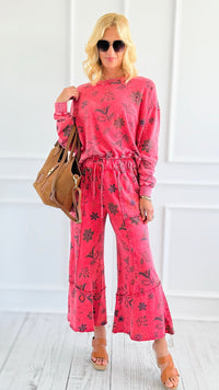 Bloom Away Relaxed Pants - Boho Red-170 Bottoms-EASEL-Coastal Bloom Boutique, find the trendiest versions of the popular styles and looks Located in Indialantic, FL