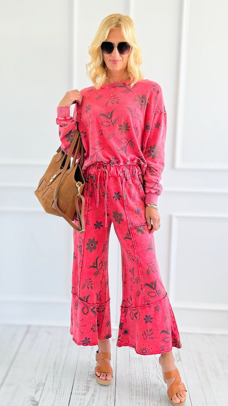 Bloom Away Relaxed Pants - Boho Red-170 Bottoms-EASEL-Coastal Bloom Boutique, find the trendiest versions of the popular styles and looks Located in Indialantic, FL