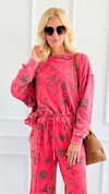 Bloom Away Relaxed Sweatshirt - Boho Red-110 Long Sleeve Tops-EASEL-Coastal Bloom Boutique, find the trendiest versions of the popular styles and looks Located in Indialantic, FL