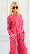 Bloom Away Relaxed Sweatshirt - Boho Red-110 Long Sleeve Tops-EASEL-Coastal Bloom Boutique, find the trendiest versions of the popular styles and looks Located in Indialantic, FL
