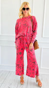 Bloom Away Relaxed Sweatshirt - Boho Red-110 Long Sleeve Tops-EASEL-Coastal Bloom Boutique, find the trendiest versions of the popular styles and looks Located in Indialantic, FL