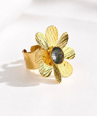 Blooming Beauty Adjustable Ring - Black Diamond