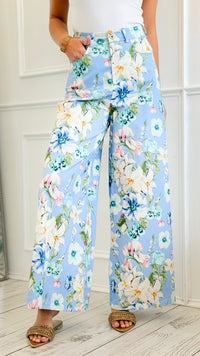 Blooming Field Italian Wide- Leg Pant- Blue