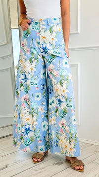 Blooming Field Italian Wide- Leg Pant- Blue