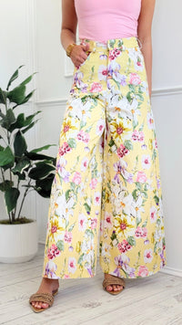 Blooming Field Italian Wide- Leg Pant- Yellow