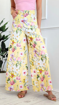 Blooming Field Italian Wide- Leg Pant- Yellow