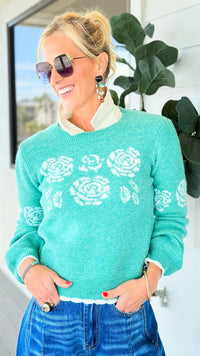 Blooming Whispers Lantern Sleeve Sweater-140 Sweaters-LovLov-Coastal Bloom Boutique, find the trendiest versions of the popular styles and looks Located in Indialantic, FL