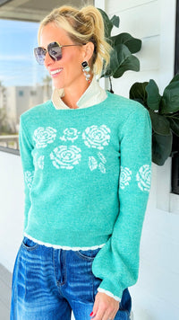 Blooming Whispers Lantern Sleeve Sweater-140 Sweaters-LovLov-Coastal Bloom Boutique, find the trendiest versions of the popular styles and looks Located in Indialantic, FL
