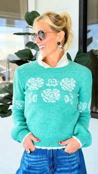 Blooming Whispers Lantern Sleeve Sweater-140 Sweaters-LovLov-Coastal Bloom Boutique, find the trendiest versions of the popular styles and looks Located in Indialantic, FL
