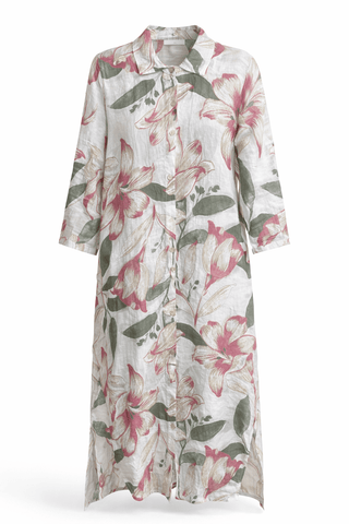 Blush Garden Italian Button Dress- White