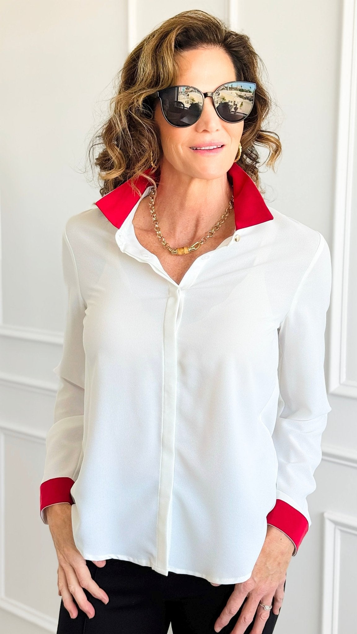 Boardroom Meets Bold Blouse-130 Long Sleeve Tops-Must Have-Coastal Bloom Boutique, find the trendiest versions of the popular styles and looks Located in Indialantic, FL