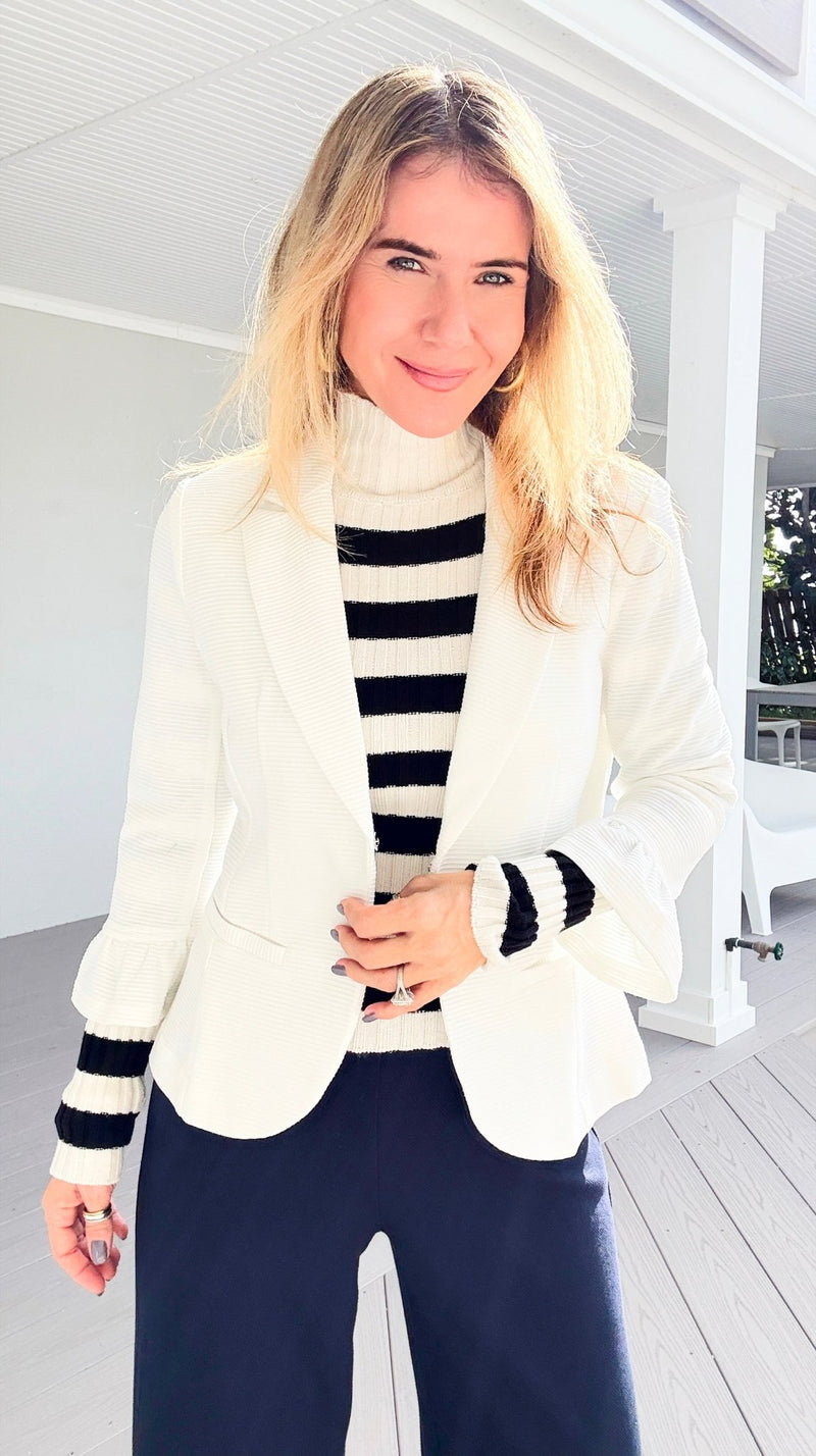 Boardroom Muse Ruffle Sleeve Blazer-160 Jackets-DOE AND RAE-Coastal Bloom Boutique, find the trendiest versions of the popular styles and looks Located in Indialantic, FL