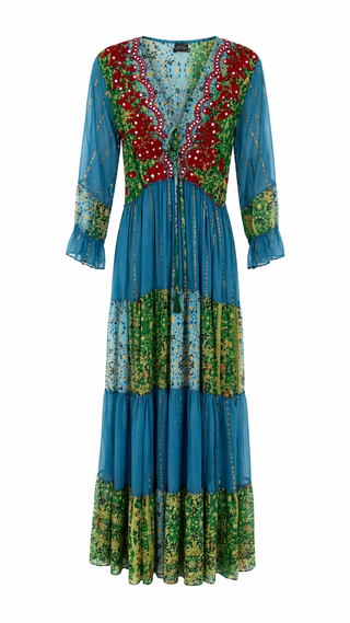 Bohemian Garden Embroidered Maxi Dress