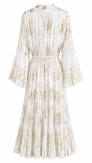Boho Resort Gold Detail Maxi Dress- Ivory