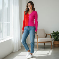 Bold Split Ribbed Knit Top-110 Long Sleeve Tops-Rousseau-Coastal Bloom Boutique, find the trendiest versions of the popular styles and looks Located in Indialantic, FL