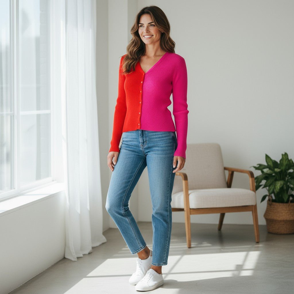 Bold Split Ribbed Knit Top-110 Long Sleeve Tops-Rousseau-Coastal Bloom Boutique, find the trendiest versions of the popular styles and looks Located in Indialantic, FL