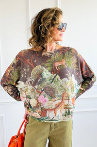 Botanical Safari Lurex St Tropez Knit- Brown-140 Sweaters-SORPRESA-Coastal Bloom Boutique, find the trendiest versions of the popular styles and looks Located in Indialantic, FL