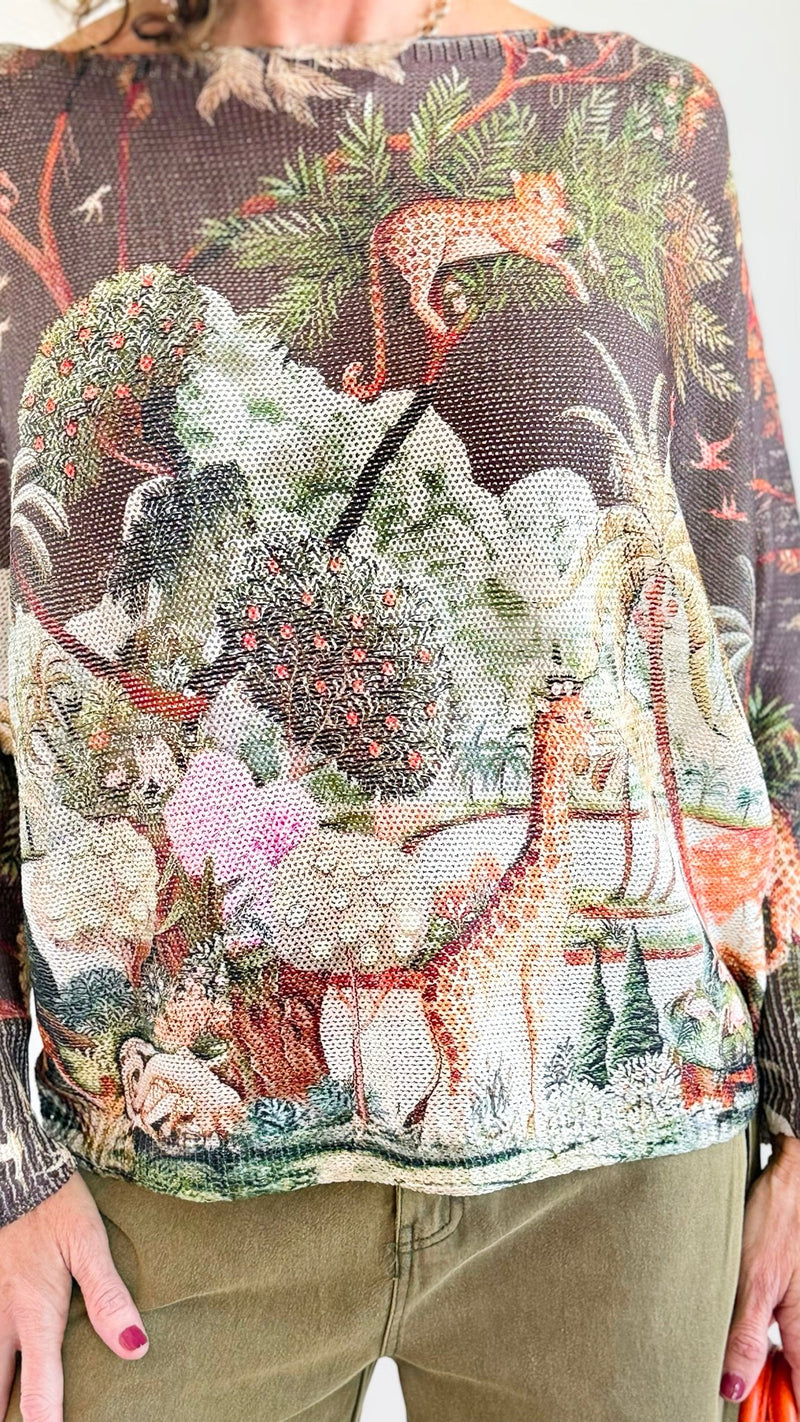 Botanical Safari Lurex St Tropez Knit- Brown-140 Sweaters-SORPRESA-Coastal Bloom Boutique, find the trendiest versions of the popular styles and looks Located in Indialantic, FL