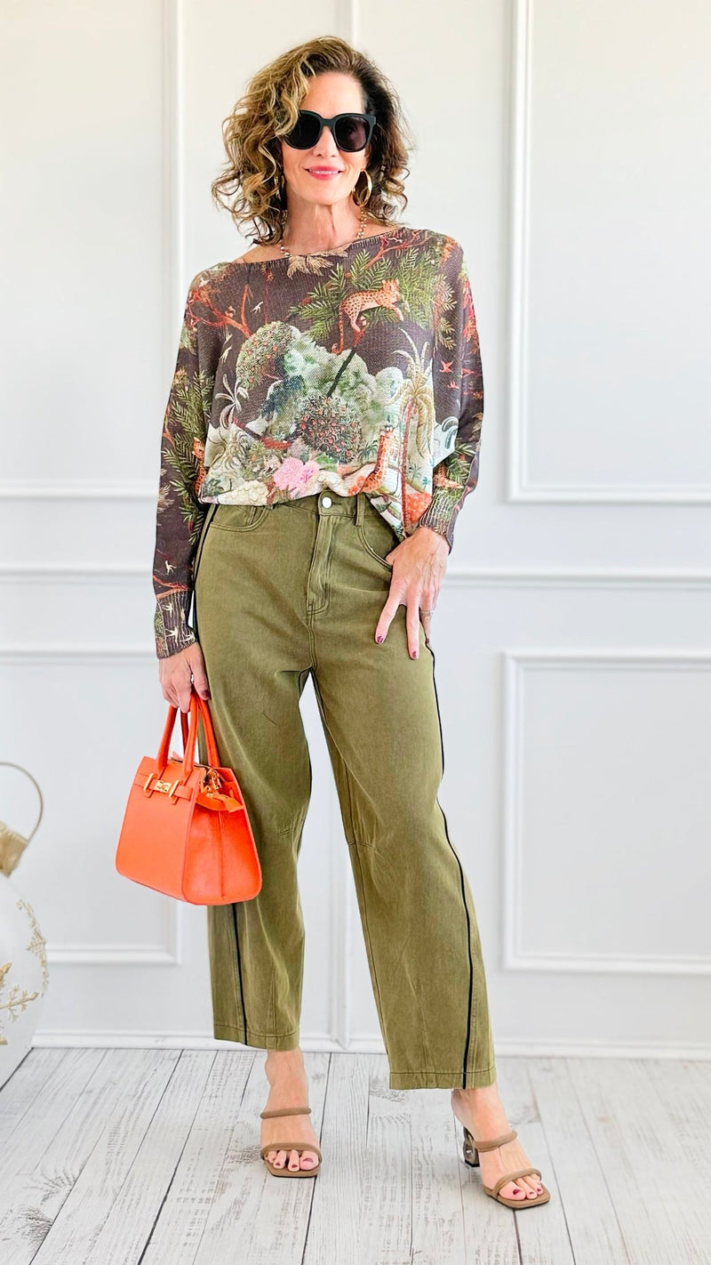 Botanical Safari Lurex St Tropez Knit- Brown-140 Sweaters-SORPRESA-Coastal Bloom Boutique, find the trendiest versions of the popular styles and looks Located in Indialantic, FL