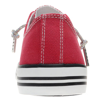 Bougie Ini Rhinestone Lace Canvas Low Top Sneakers - Red