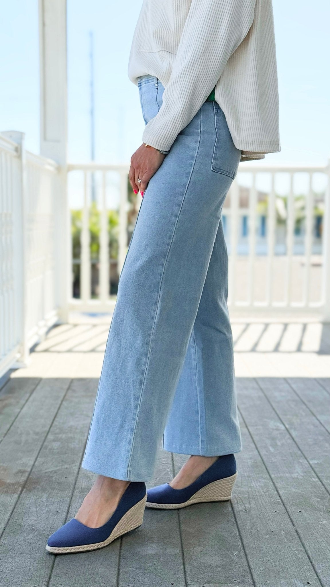 Boulevard High Rise Wide Leg Jean - Light Blue
