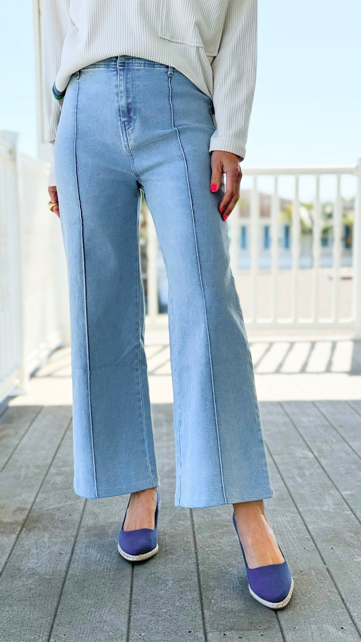 Boulevard High Rise Wide Leg Jean - Light Blue