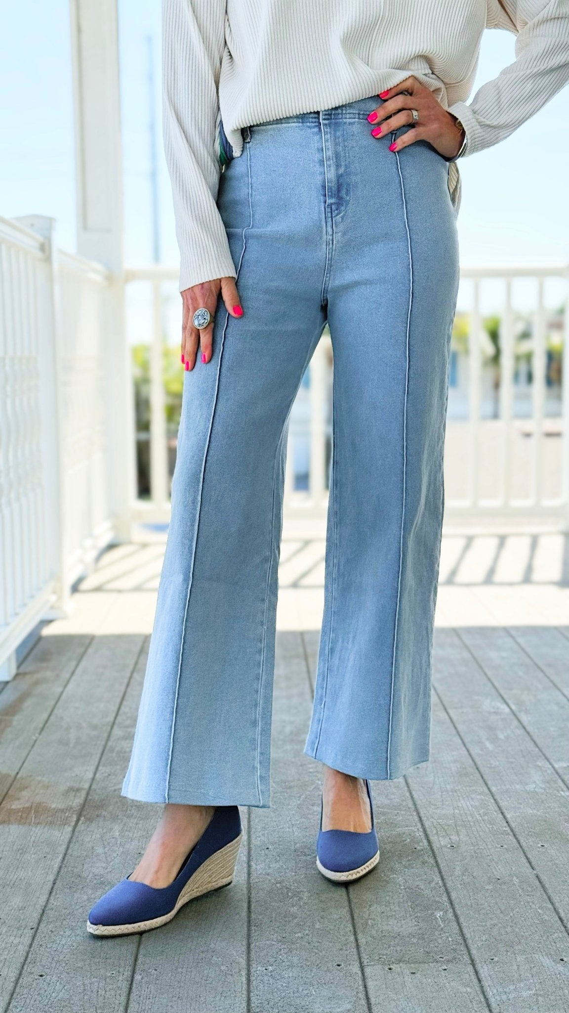 Boulevard High Rise Wide Leg Jean - Light Blue
