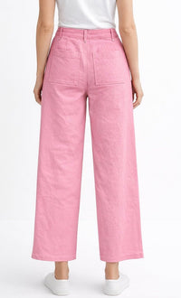 Boulevard High Rise Wide Leg Jean - Pink