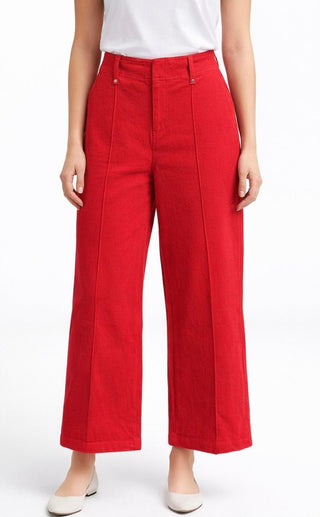 Boulevard High Rise Wide Leg Jean - Red