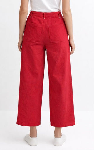 Boulevard High Rise Wide Leg Jean - Red
