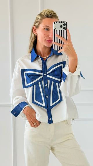 Bow Front Long Sleeve Top