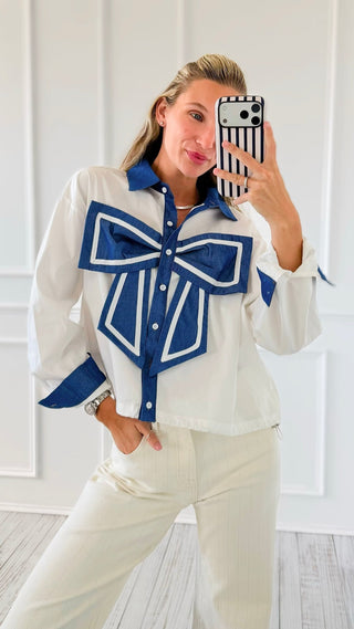 Bow Front Long Sleeve Top