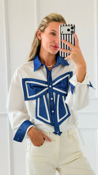 Bow Front Long Sleeve Top